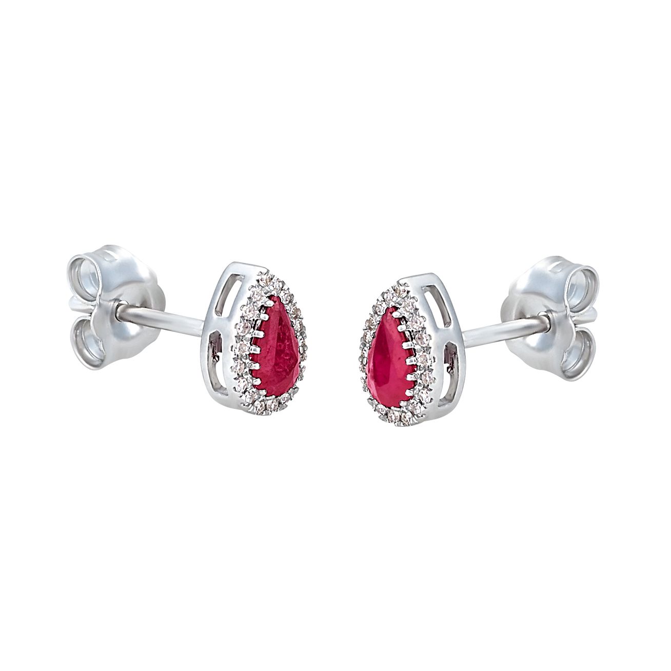 Aretes pequeños con rubí corte pera | Bo&Co
