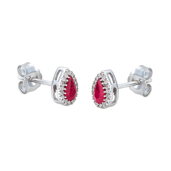 Aretes pequeños con rubí corte pera | Bo&Co