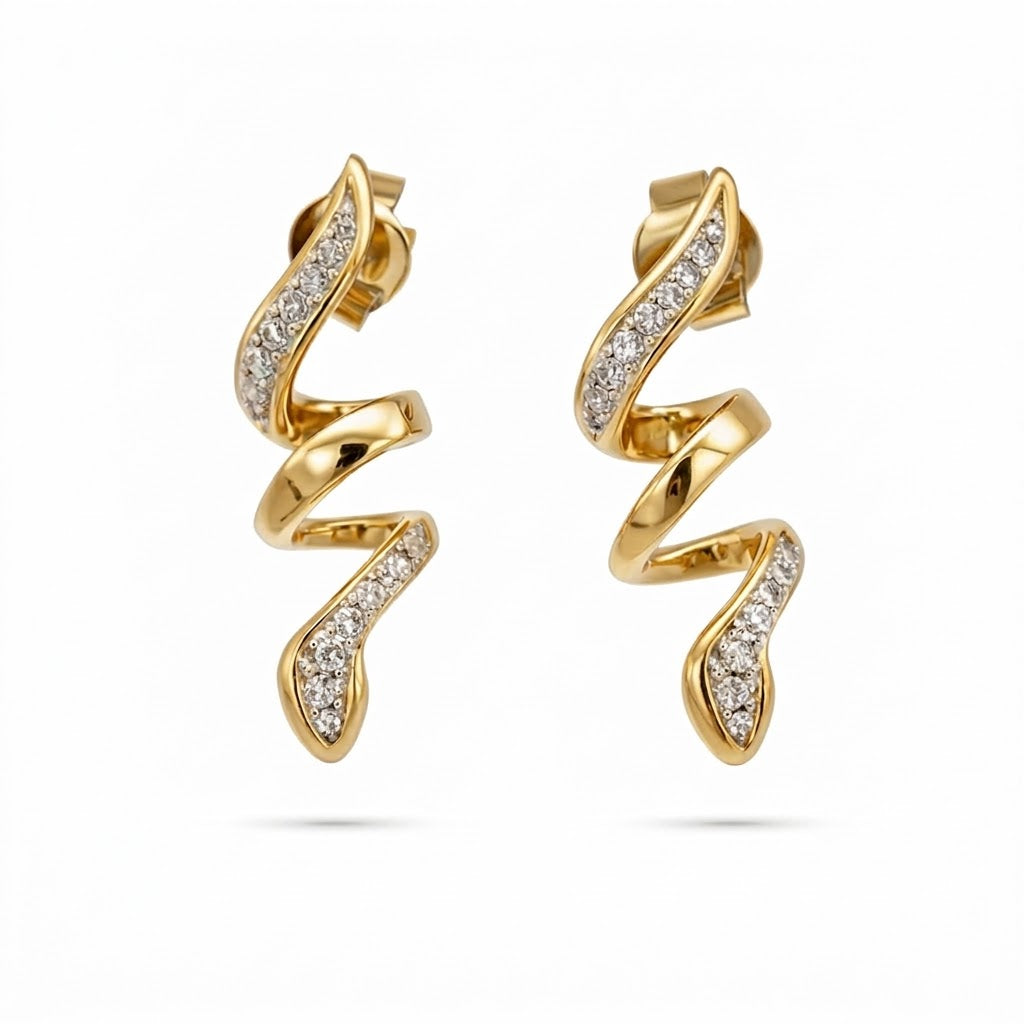 Aretes serpiente oro 14K con diamantes