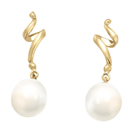 Aretes ondulados oro 14K con perlas
