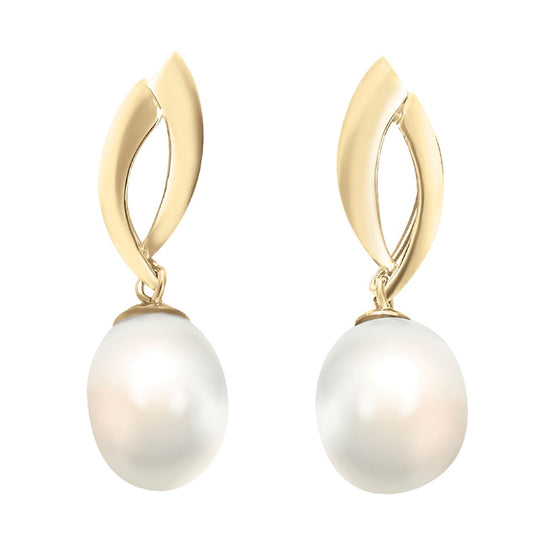 Aretes perlas con oro de 14K