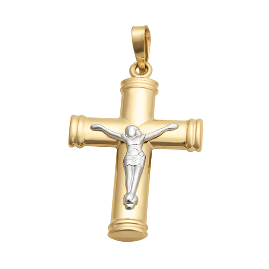 Cruz con Cristo oro blanco y amarillo