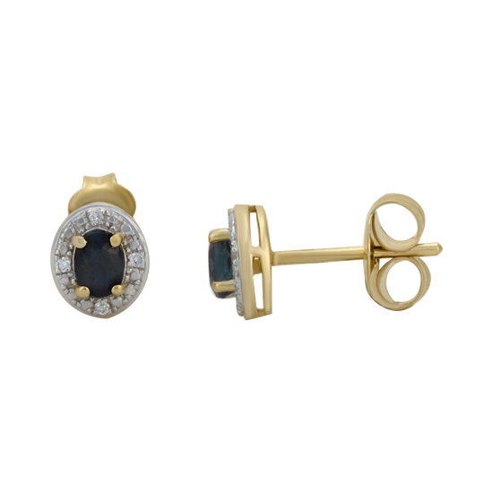 Cargar imagen en el visor de la galería, Aretes oro amarillo y zafiro | Bo&amp;amp;Co
