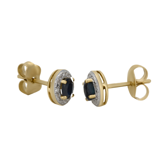 Cargar imagen en el visor de la galería, Aretes oro amarillo y zafiro | Bo&amp;amp;Co

