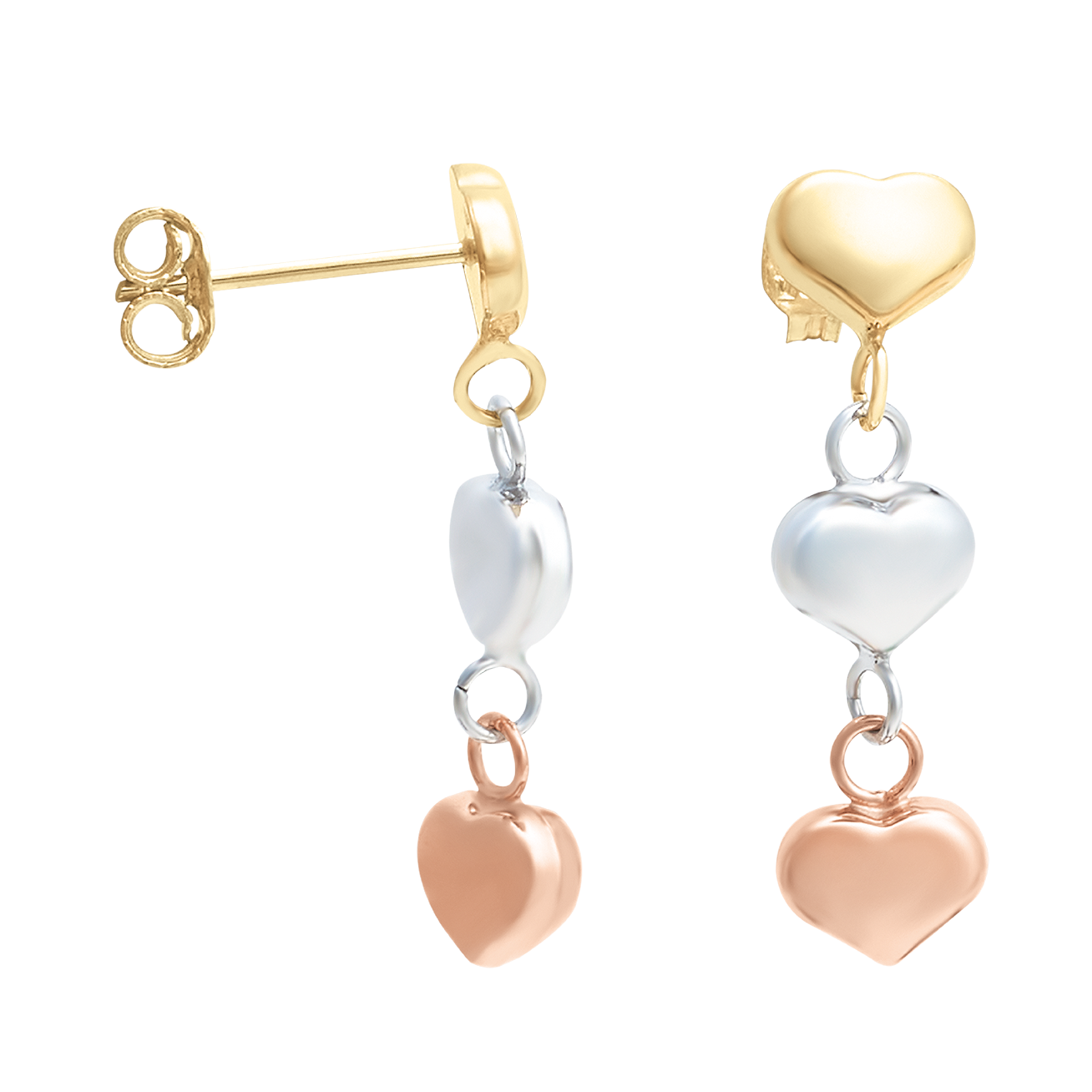 Aretes Tres Oros corazón