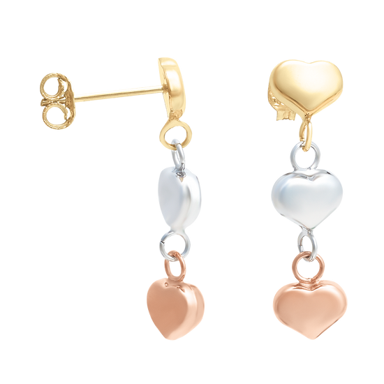 Aretes Tres Oros corazón