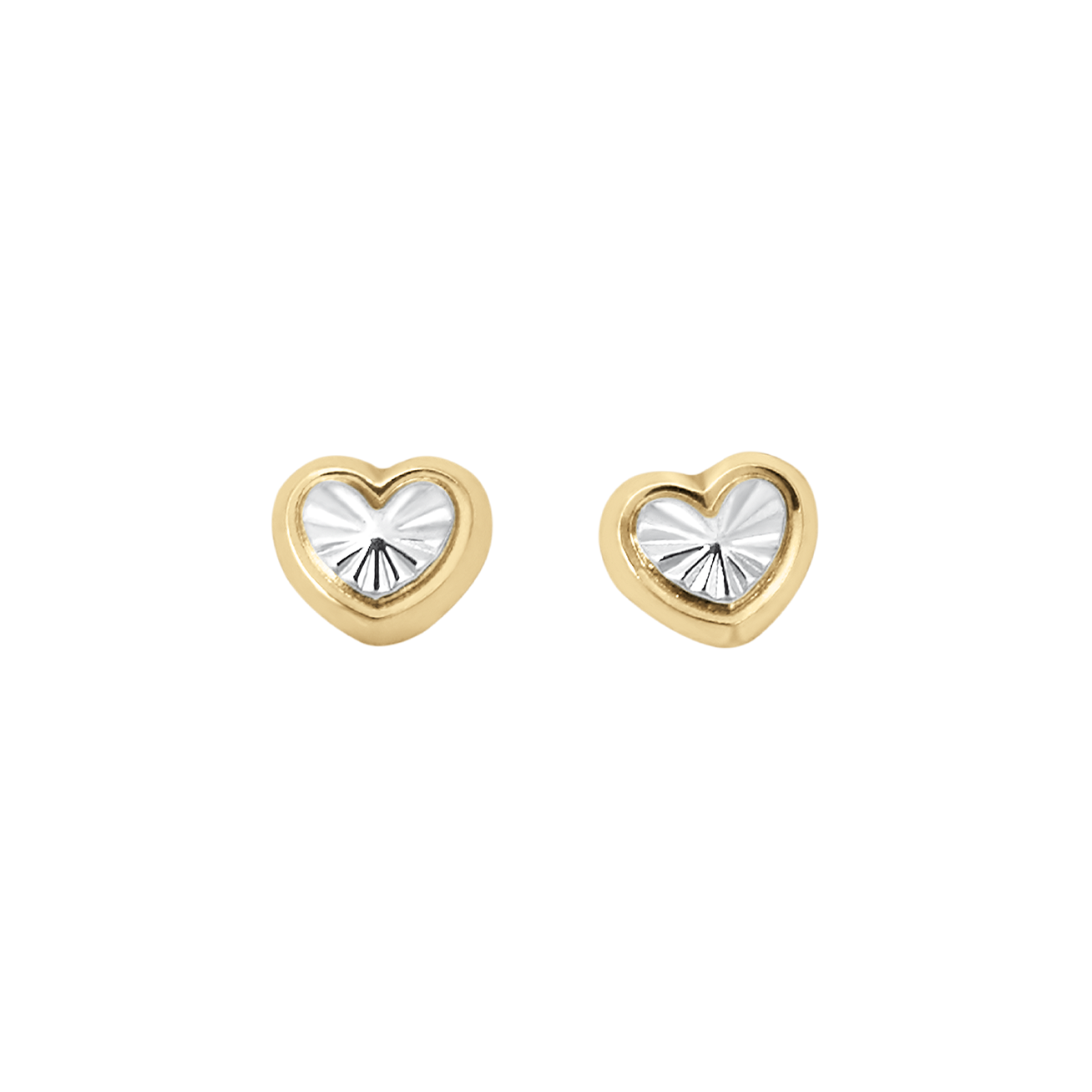 Broqueles corazón de oro amarillo y blanco | Bo&Co