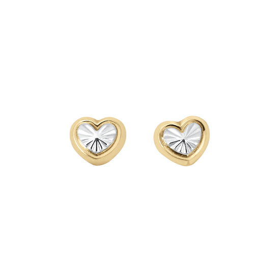 Broqueles corazón de oro amarillo y blanco | Bo&Co