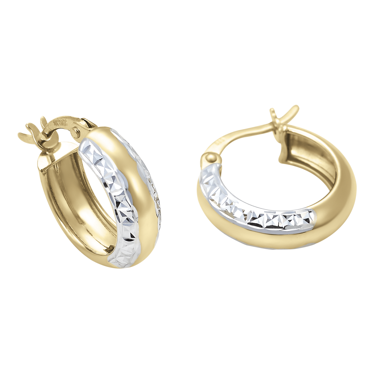Arracadas oro amarillo y blanco 14k
