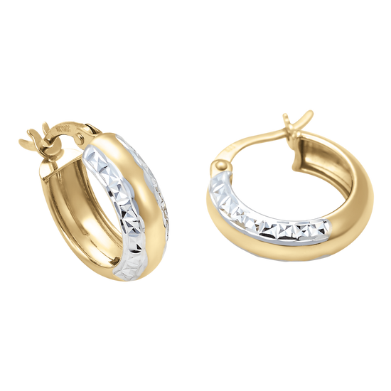Arracadas oro amarillo y blanco 14k