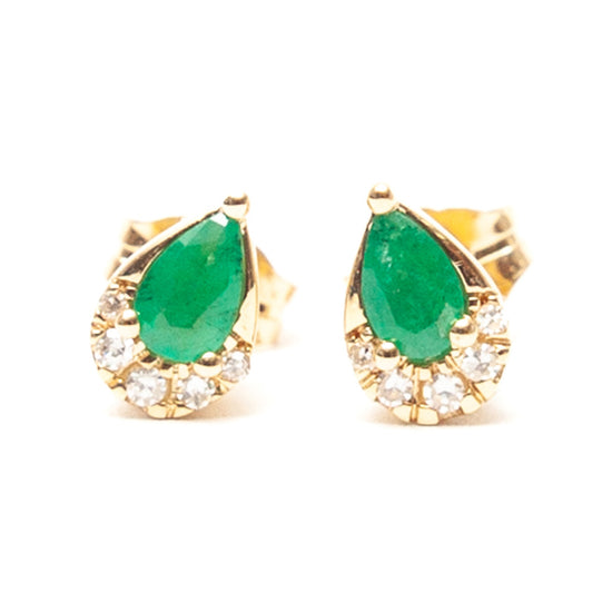 Aretes esmeralda corte pera y diamantes | Bo&Co